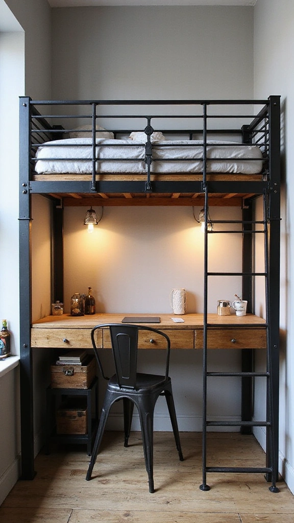 30 Loft Beds for Small Rooms That Will Maximize Your Space Like Never Before! - 5. Industrial Style Loft Bed