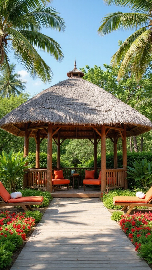 33 Charming Backyard Gazebo Ideas to Create Your Perfect Retreat! - 10. Tropical Oasis Gazebo