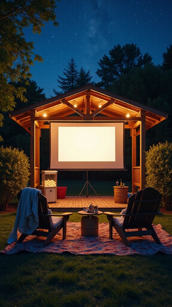 33 Charming Backyard Gazebo Ideas to Create Your Perfect Retreat! - 15. Movie Night Gazebo