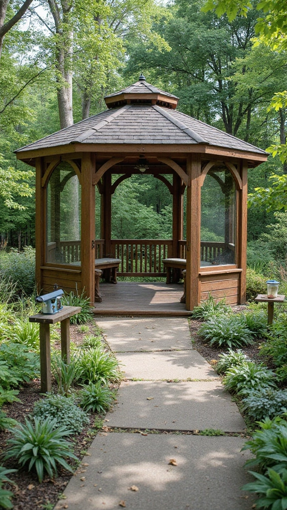 33 Charming Backyard Gazebo Ideas to Create Your Perfect Retreat! - 18. Nature Observation Gazebo
