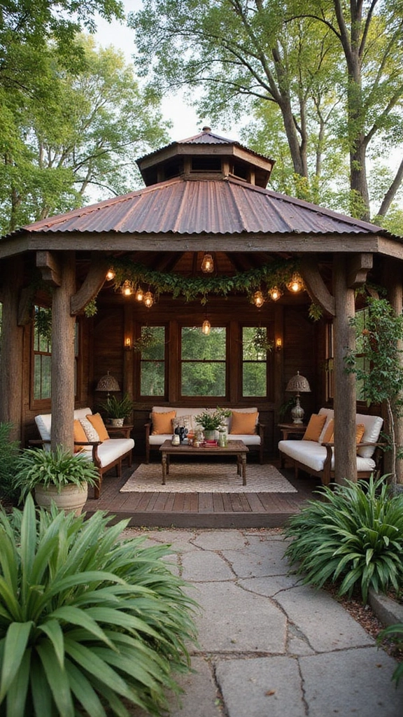 33 Charming Backyard Gazebo Ideas to Create Your Perfect Retreat! - 7. Charming Farmhouse Gazebo