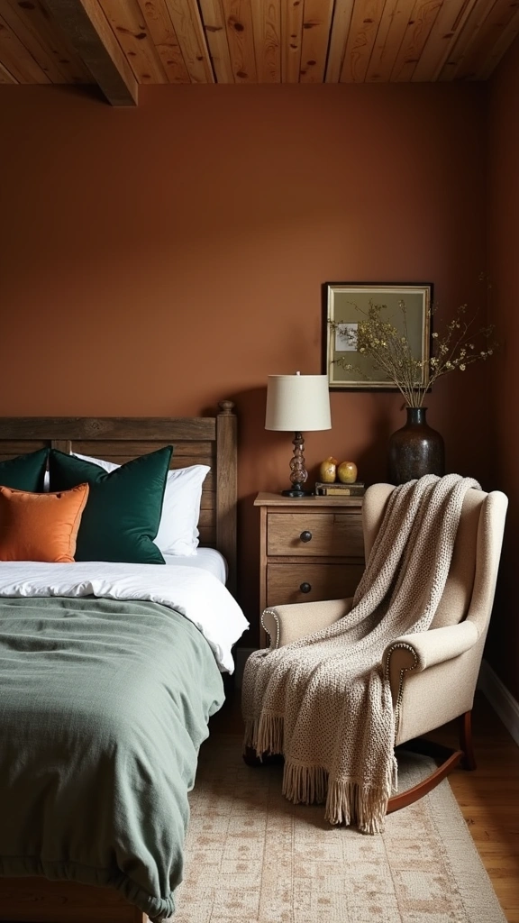 Step into Style: 15 Inspiring Color Drenching Bedroom Ideas You’ll Adore! - 11. Rustic Charm