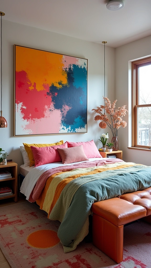 Step into Style: 15 Inspiring Color Drenching Bedroom Ideas You’ll Adore! - 12. Artistic Expression