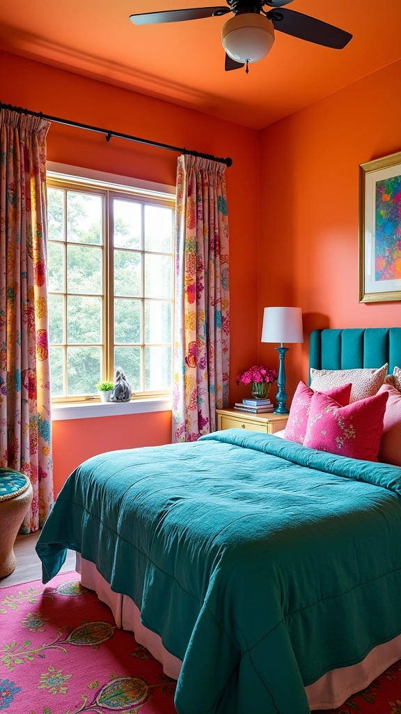 Step into Style: 15 Inspiring Color Drenching Bedroom Ideas You’ll Adore! - 4. Eclectic Color Mixing