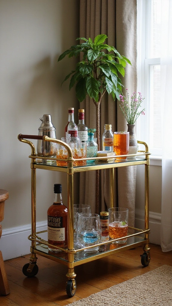 12 Vintage Apartment Aesthetic Ideas That'll Make You Want to Move In Right Now! - 7. Retro Bar Cart