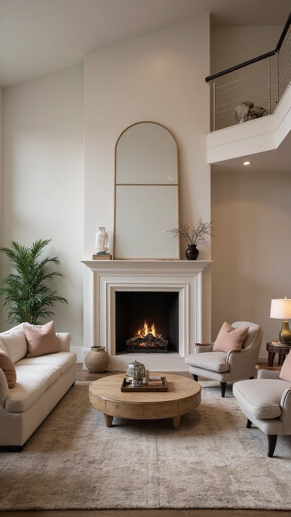 16 Cozy High Ceiling Living Room Ideas That Make You Want to Curl Up! - 9. Cozy Fireplaces