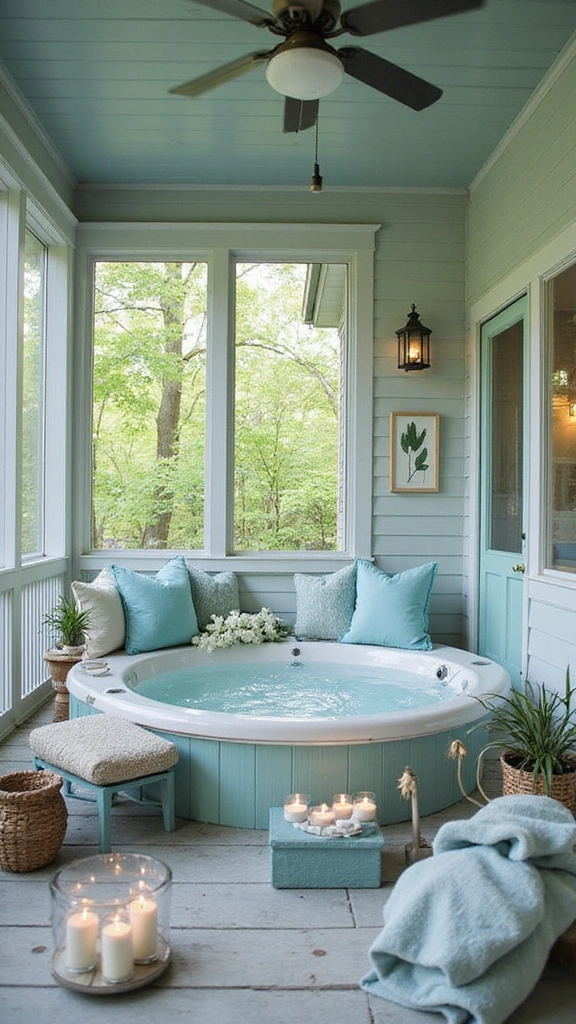 16 Luxury Screened In Porch Ideas That Will Make Your Home Feel Like a Resort! - 7. Spa-Inspired Retreat