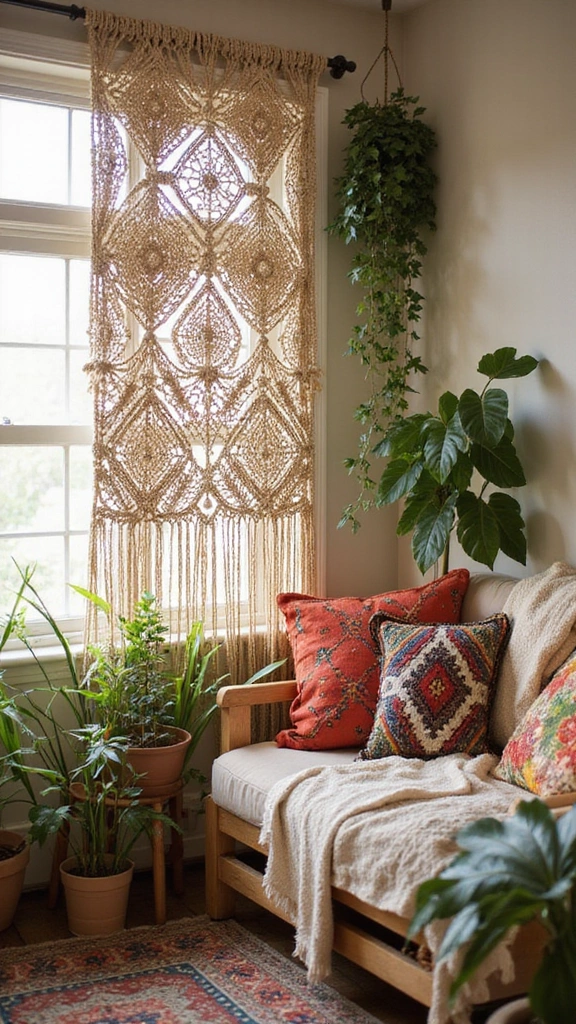 16 Modern Privacy Screens That Will Make Your Home Look Like a Design Magazine! (Don’t Miss #2!) - 5. The Bohemian Macrame Screen