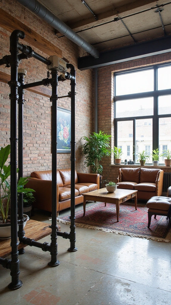 16 Modern Privacy Screens That Will Make Your Home Look Like a Design Magazine! (Don’t Miss #2!) - 6. The Industrial Pipe Divider