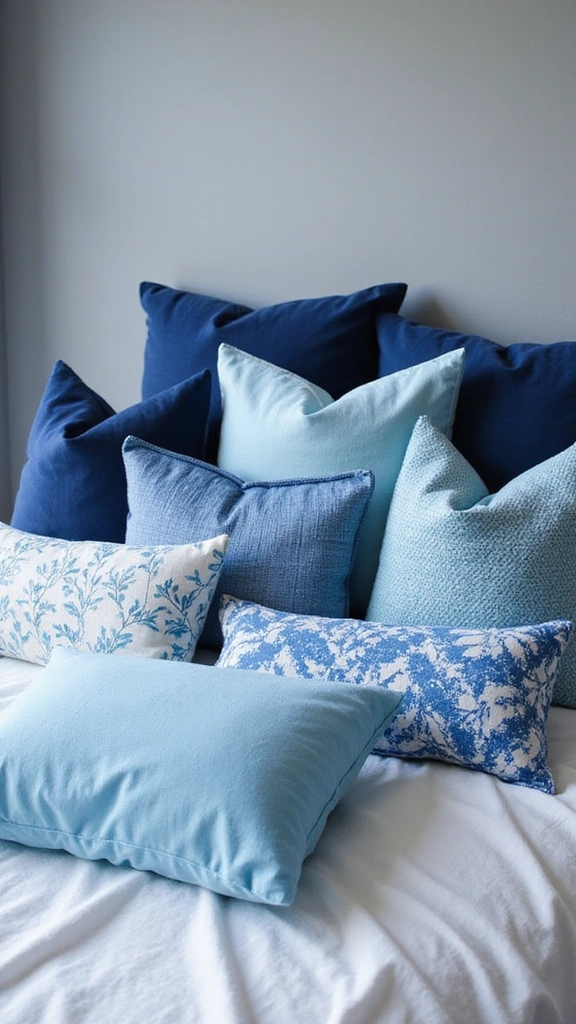 20 Modern Blue Bedroom Decor Accessories to Brighten Up Your Space! - 1. Chic Blue Throw Pillows