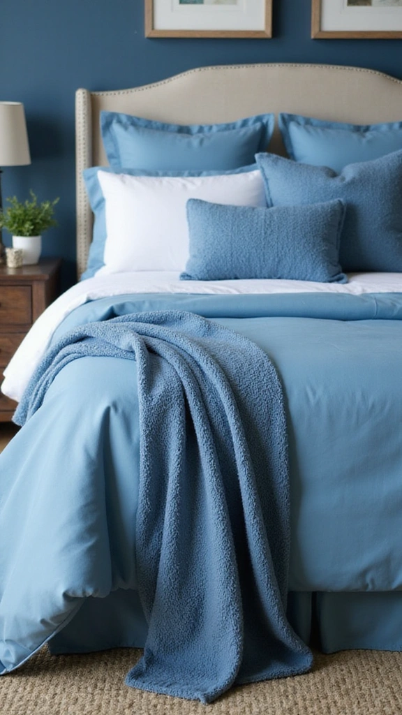 20 Modern Blue Bedroom Decor Accessories to Brighten Up Your Space! - 11. Stunning Blue Bedding Accessories