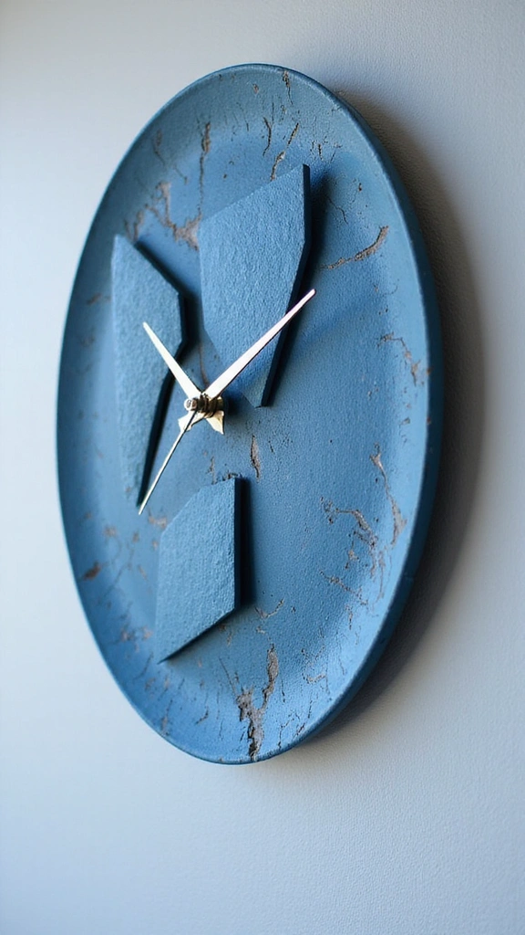 20 Modern Blue Bedroom Decor Accessories to Brighten Up Your Space! - 12. Artistic Blue Clock