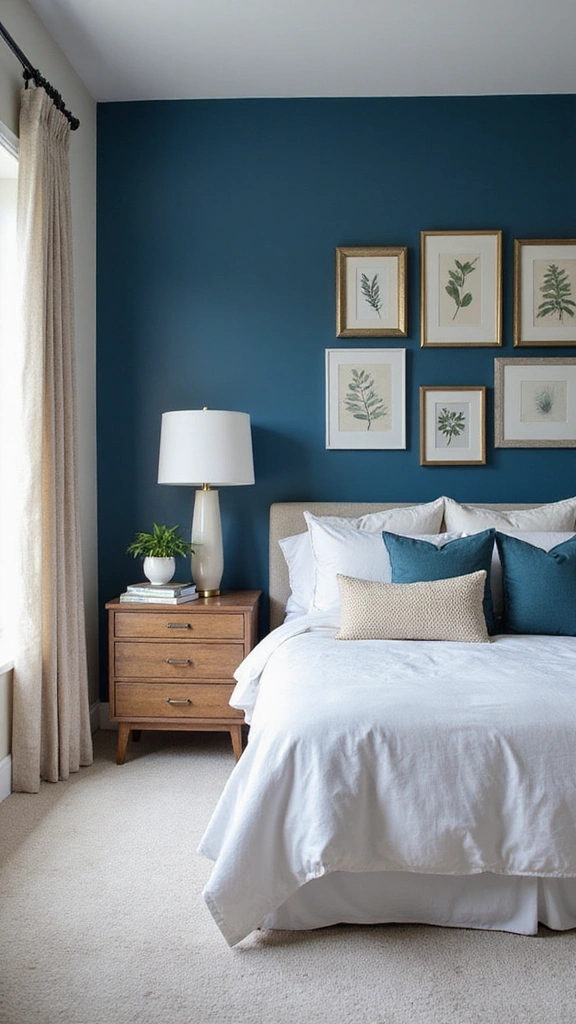 20 Modern Blue Bedroom Decor Accessories to Brighten Up Your Space! - 14. Modern Blue Accent Wall