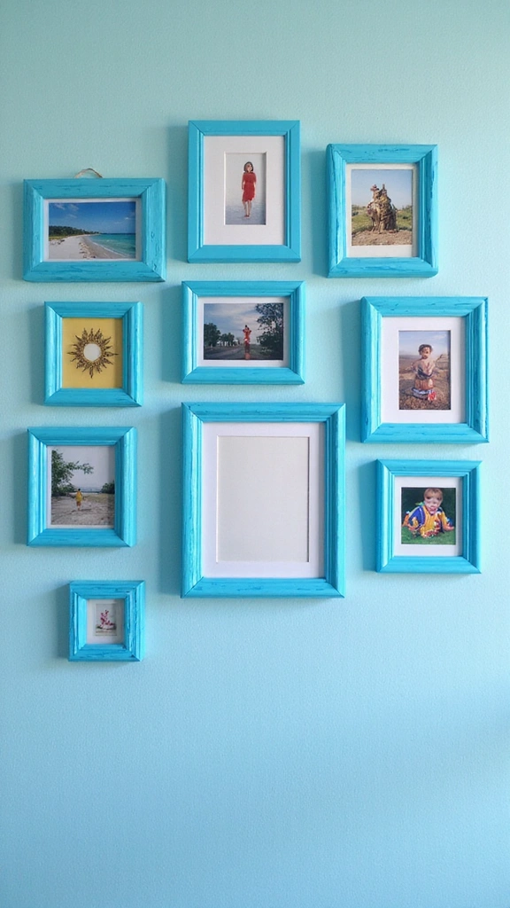 20 Modern Blue Bedroom Decor Accessories to Brighten Up Your Space! - 16. Bright Blue Picture Frames