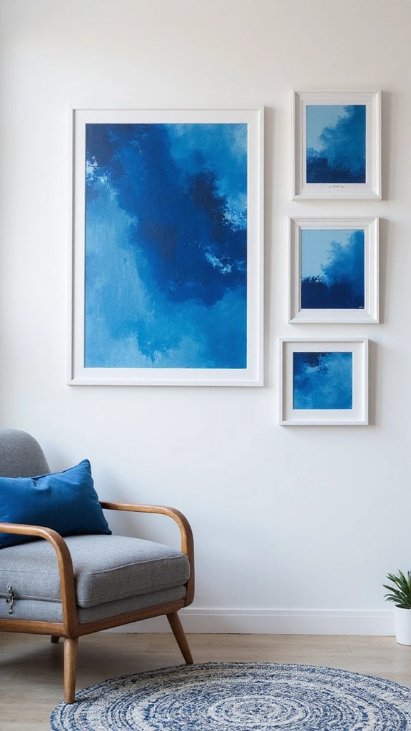 20 Modern Blue Bedroom Decor Accessories to Brighten Up Your Space! - 2. Artful Blue Wall Hangings