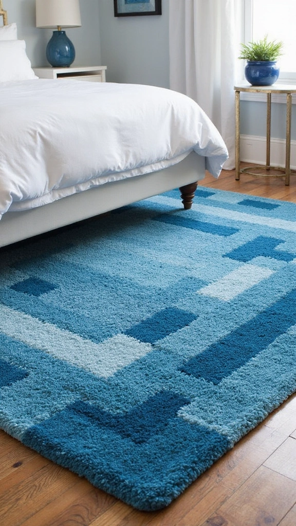 20 Modern Blue Bedroom Decor Accessories to Brighten Up Your Space! - 3. Cozy Blue Area Rugs