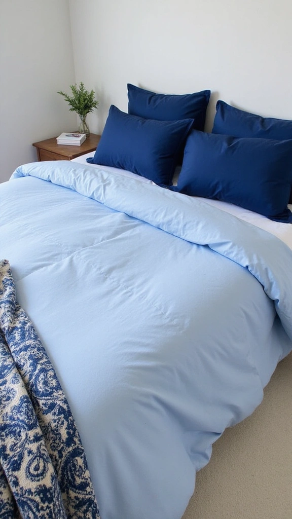 20 Modern Blue Bedroom Decor Accessories to Brighten Up Your Space! - 4. Elegant Blue Bed Linens