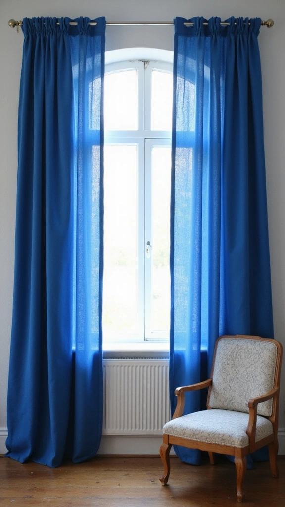 20 Modern Blue Bedroom Decor Accessories to Brighten Up Your Space! - 6. Vibrant Blue Curtains