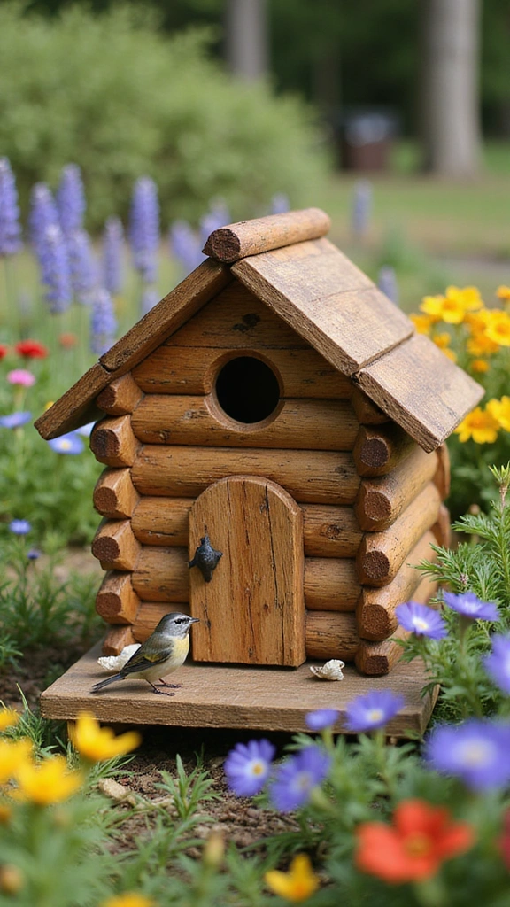 21 Creative Bird House Ideas You Can Make This Weekend (Your Feathered Friends Will Thank You!) - 1. Rustic Log Cabin Birdhouse