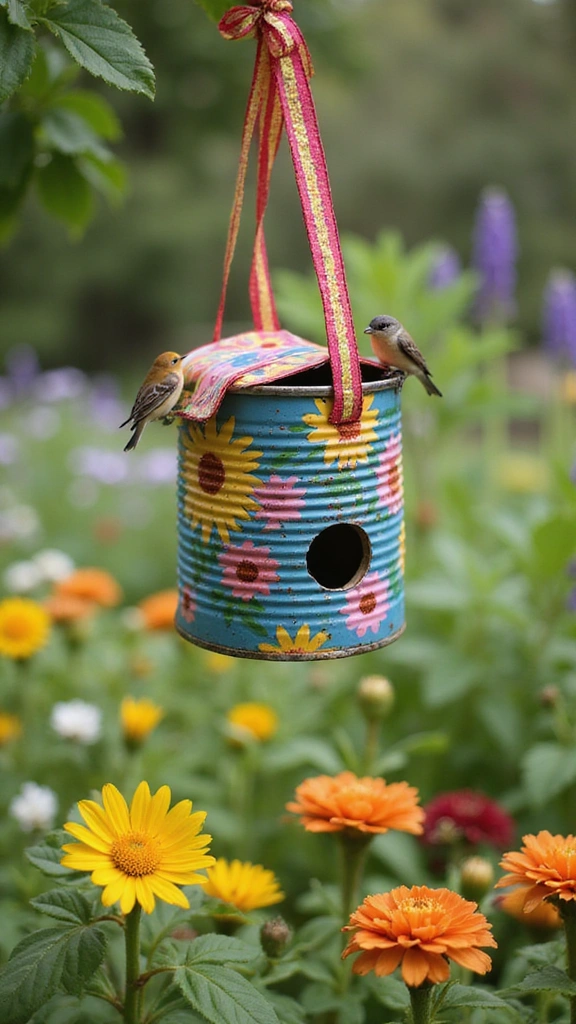 21 Creative Bird House Ideas You Can Make This Weekend (Your Feathered Friends Will Thank You!) - 12. Recycled Tin Can Birdhouse