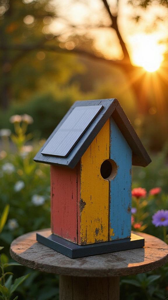 21 Creative Bird House Ideas You Can Make This Weekend (Your Feathered Friends Will Thank You!) - 15. Solar-Powered Birdhouse