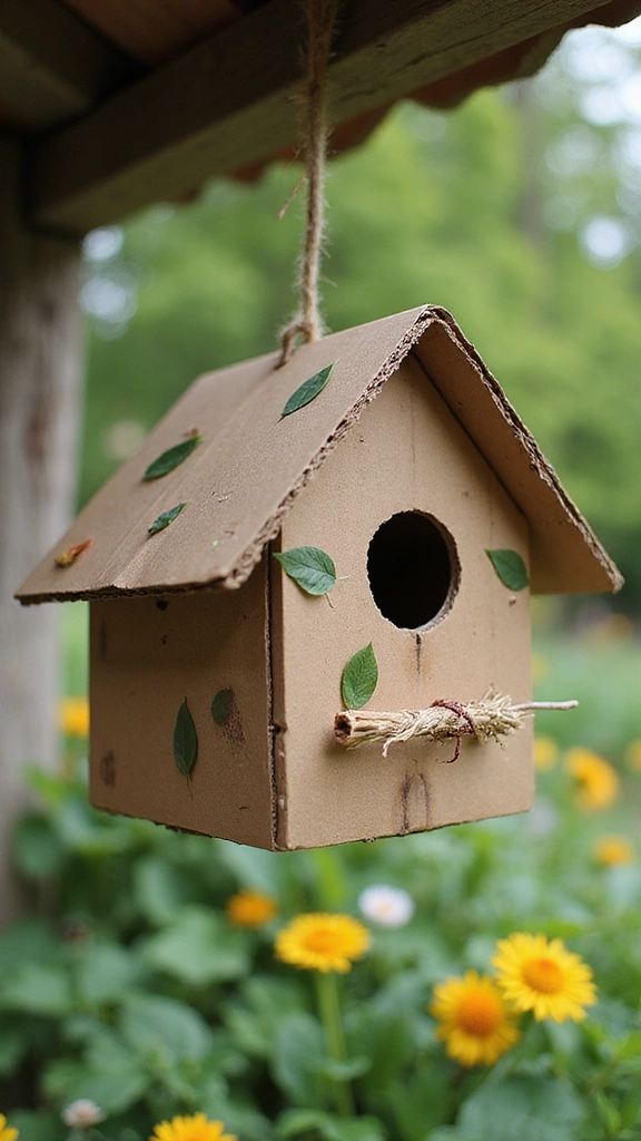 21 Creative Bird House Ideas You Can Make This Weekend (Your Feathered Friends Will Thank You!) - 18. Eco-Friendly Cardboard Birdhouse