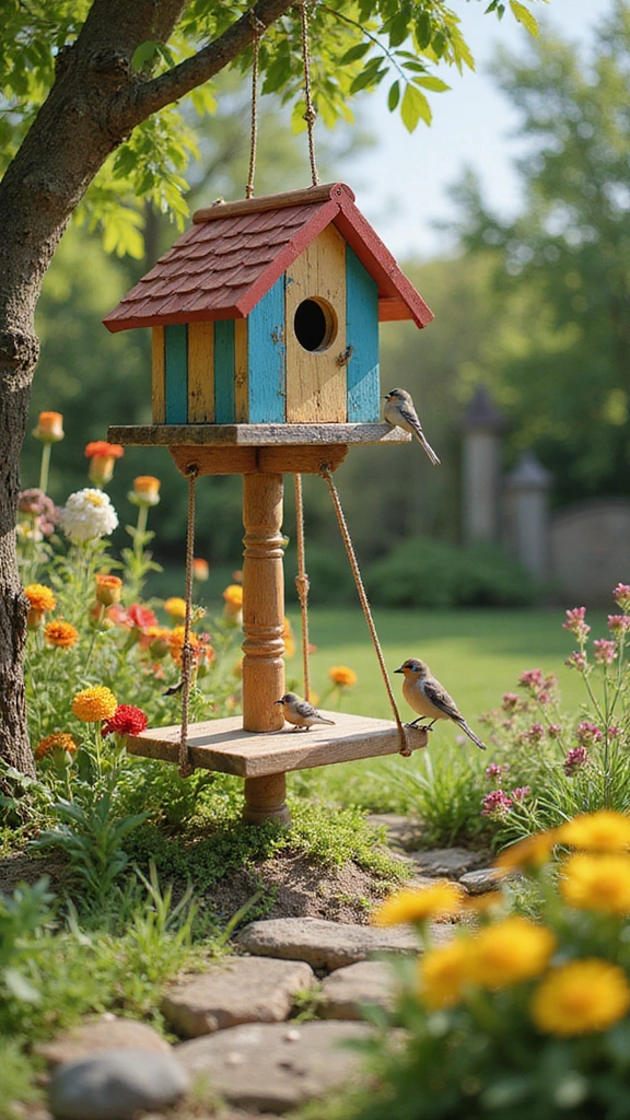 21 Creative Bird House Ideas You Can Make This Weekend (Your Feathered Friends Will Thank You!) - 21. Birdhouse with a Swing