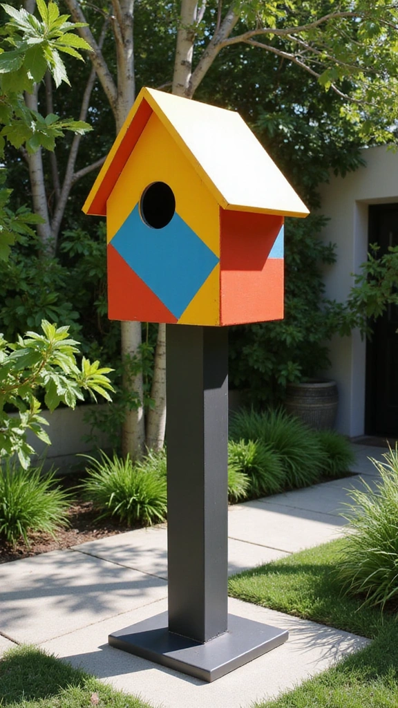 21 Creative Bird House Ideas You Can Make This Weekend (Your Feathered Friends Will Thank You!) - 4. Modern Geometric Birdhouse