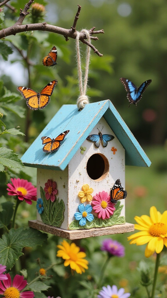21 Creative Bird House Ideas You Can Make This Weekend (Your Feathered Friends Will Thank You!) - 7. Butterfly House Birdhouse