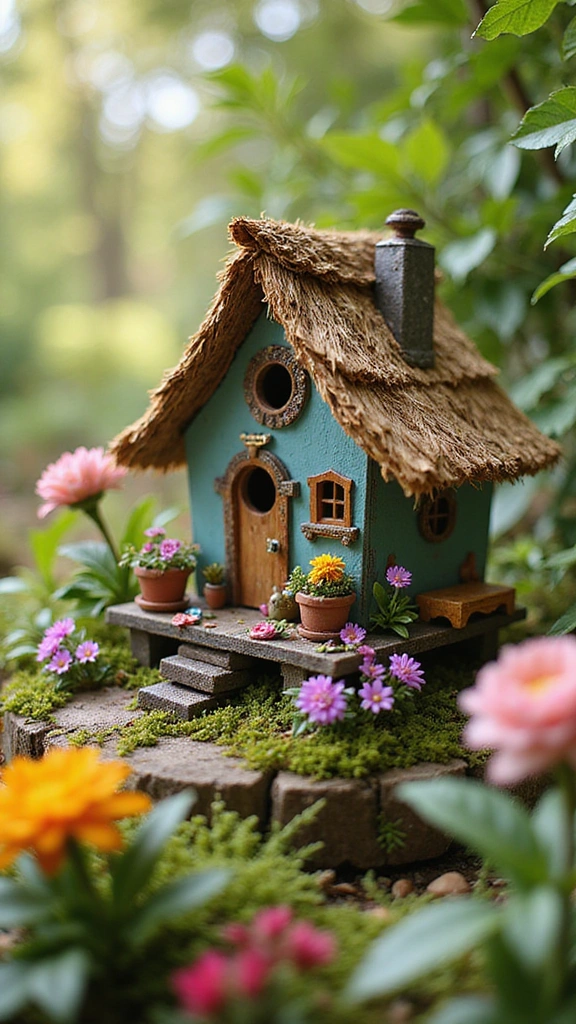 21 Creative Bird House Ideas You Can Make This Weekend (Your Feathered Friends Will Thank You!) - 8. Fairy Garden Birdhouse