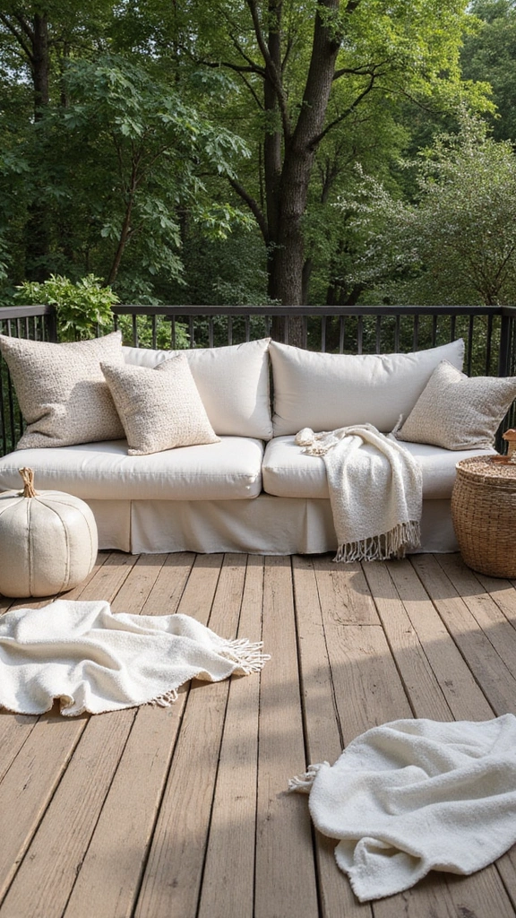 21 Creative Deck Skirting Designs That Will Elevate Your Outdoor Vibe (#5 Is a Game Changer!) - 19. Textured Fabric Skirting