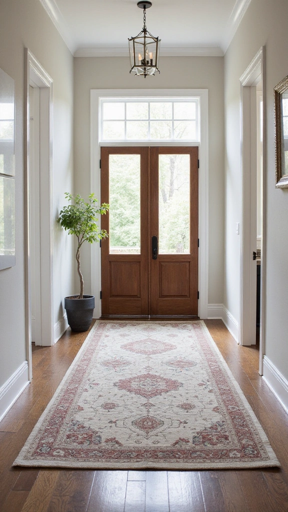 21 Modern Small Entrance Hall Ideas That Will Upgrade Your Home Instantly! - 11. Layered Rugs