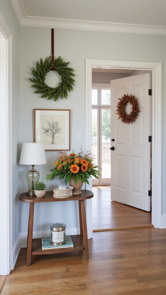 21 Modern Small Entrance Hall Ideas That Will Upgrade Your Home Instantly! - 18. Seasonal Decor