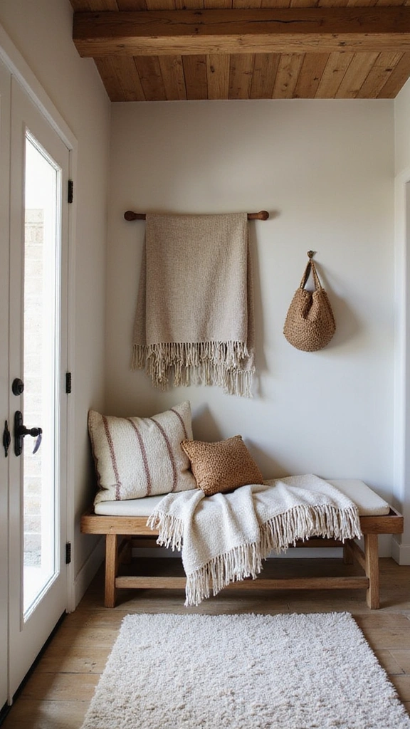 21 Modern Small Entrance Hall Ideas That Will Upgrade Your Home Instantly! - 21. Cozy Textiles