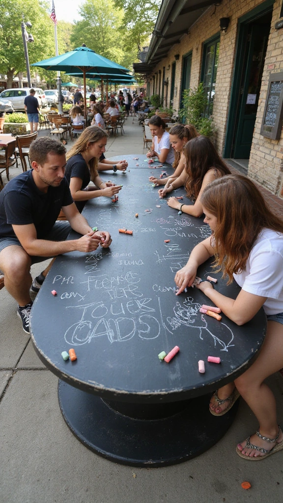 22 Spool Table Ideas That Add a Touch of Elegance to Your Patio (Watch Out for #11!) - 16. Spool Table with a Chalkboard Surface