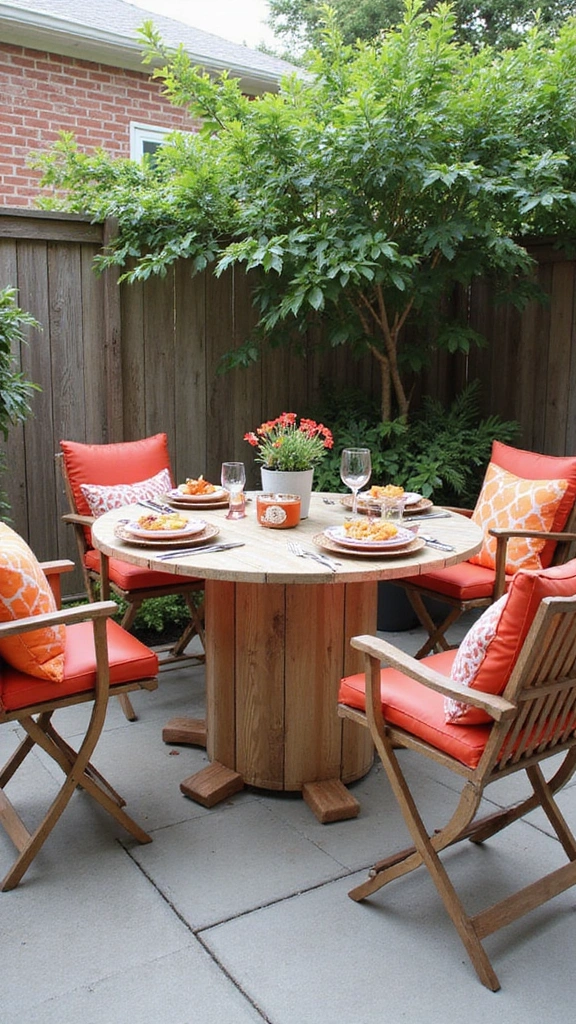 22 Spool Table Ideas That Add a Touch of Elegance to Your Patio (Watch Out for #11!) - 19. Spool Table with a Folding Design