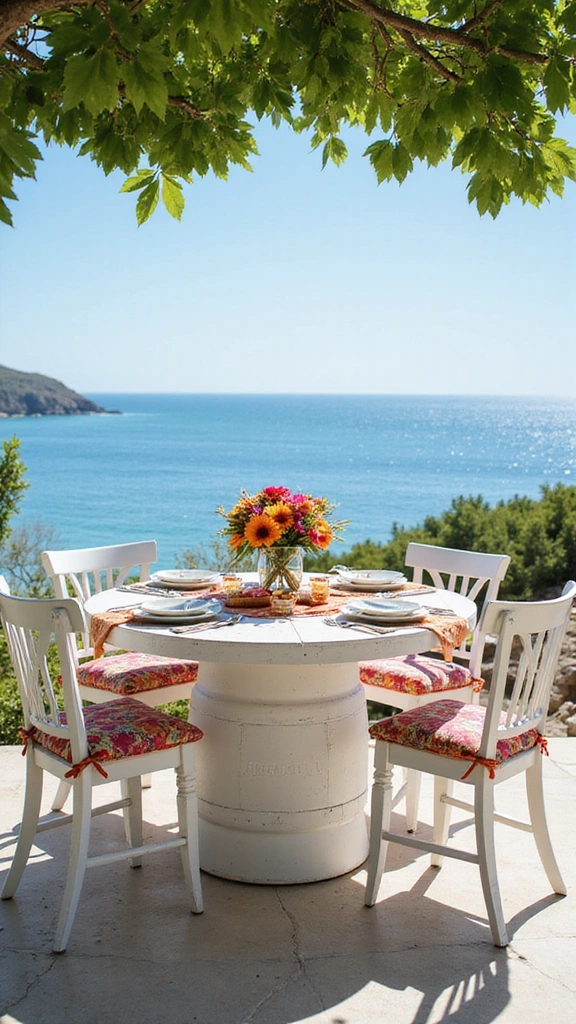 22 Spool Table Ideas That Add a Touch of Elegance to Your Patio (Watch Out for #11!) - 2. Elegant Whitewashed Spool Table