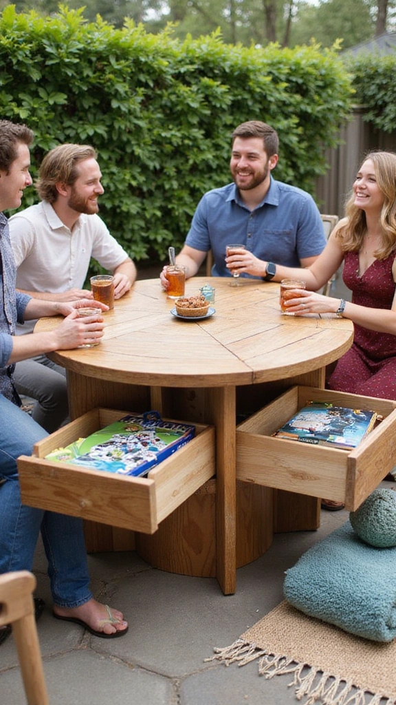 22 Spool Table Ideas That Add a Touch of Elegance to Your Patio (Watch Out for #11!) - 7. Spool Table with Built-in Storage