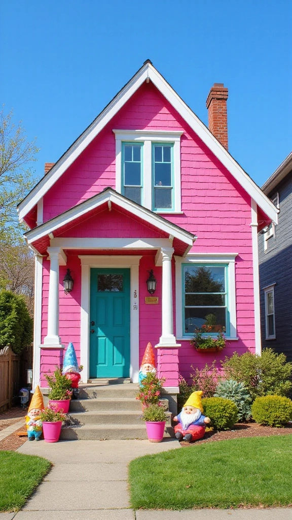 23 Inspirational Exterior Color Schemes to Brighten Up Your Home (Don’t Miss #10!) - 10. Playful Pink and Crisp White (Don’t Miss This!)