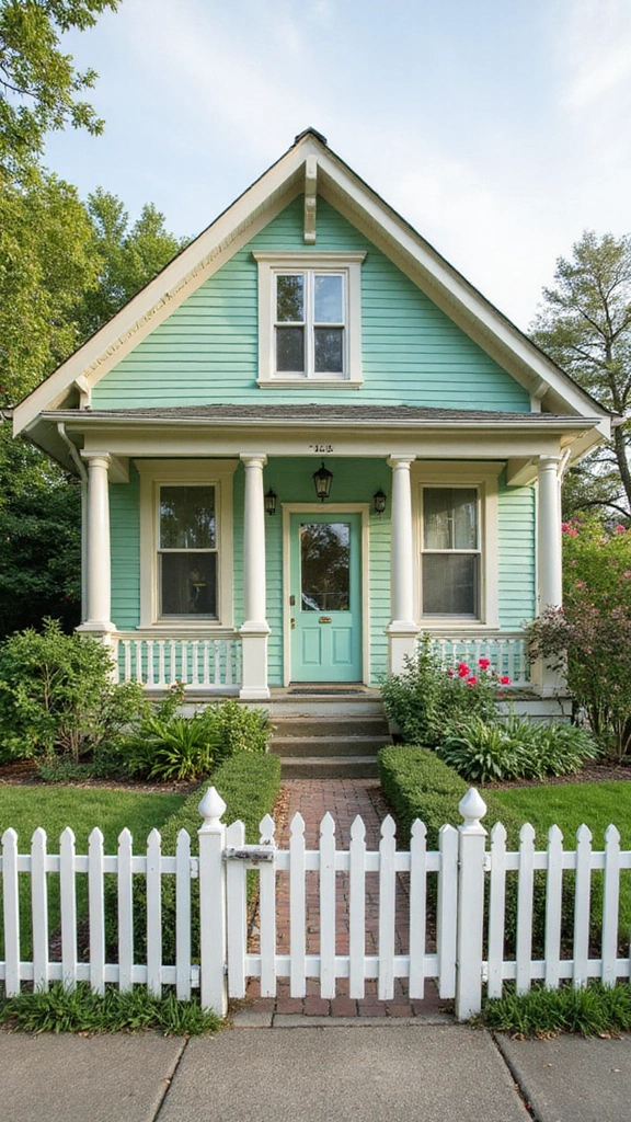 23 Inspirational Exterior Color Schemes to Brighten Up Your Home (Don’t Miss #10!) - 11. Soft Mint Green and Cream