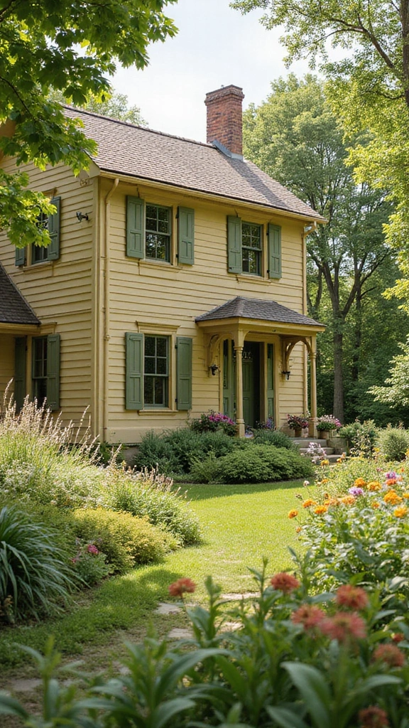 23 Inspirational Exterior Color Schemes to Brighten Up Your Home (Don’t Miss #10!) - 19. Warm Beige and Olive Green