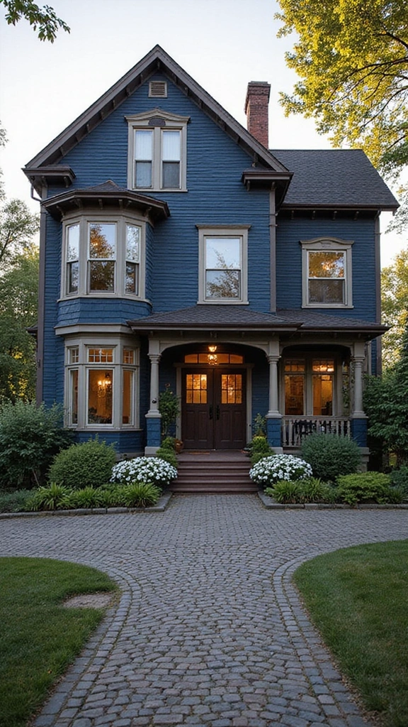 23 Inspirational Exterior Color Schemes to Brighten Up Your Home (Don’t Miss #10!) - 2. Classic Navy and Crisp White