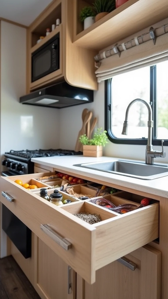 25 Clever RV Storage Solutions That Will Leave You Speechless! - 8. Kitchen Organization Hacks
