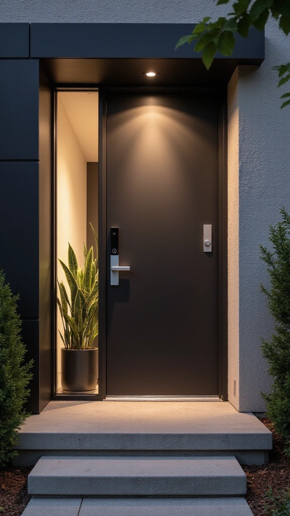 25 Stunning Front Door Ideas That'll Make Your Neighbors Green with Envy! - 11. Smart Technology Integration