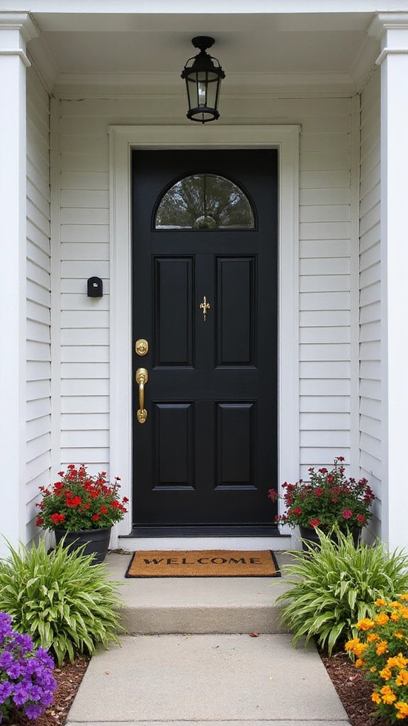 25 Stunning Front Door Ideas That'll Make Your Neighbors Green with Envy! - 2. Classic Black Elegance