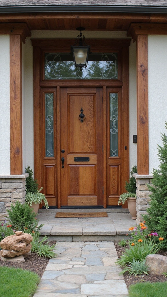 25 Stunning Front Door Ideas That'll Make Your Neighbors Green with Envy! - 3. Rustic Wood Charm