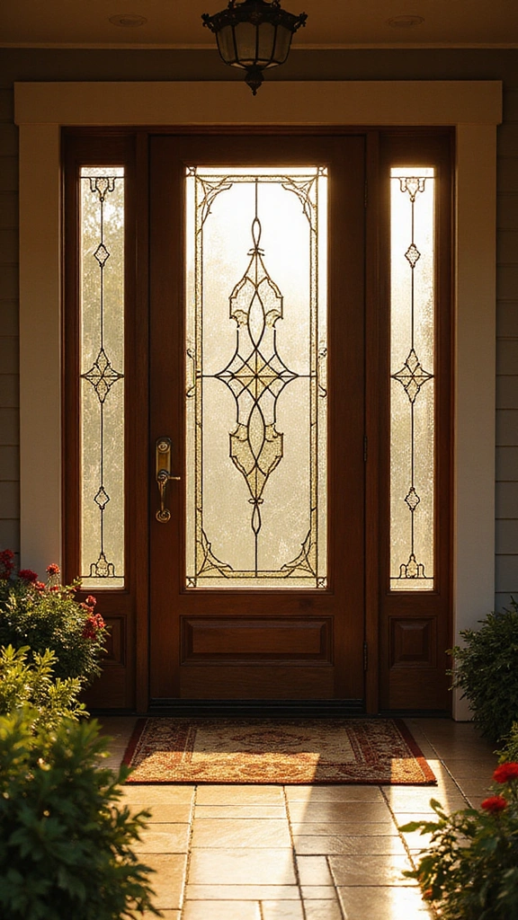 25 Stunning Front Door Ideas That'll Make Your Neighbors Green with Envy! - 6. Glass Panel Elegance
