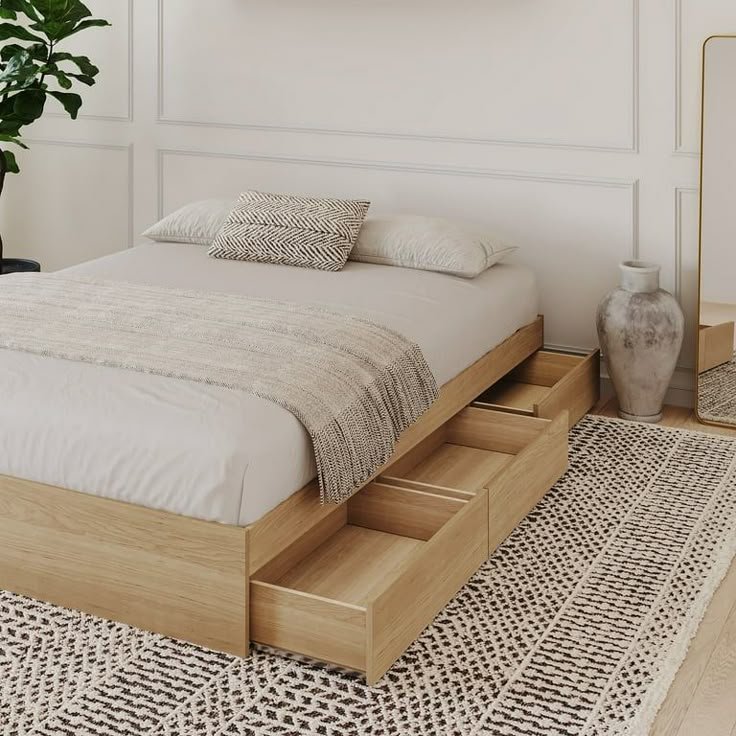 29 Stylish Bed Frame Ideas That'll Elevate Your Bedroom Instantly! - Sleek Storage: Bed Frame with Drawers