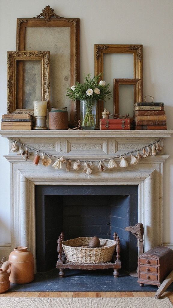 15 Fireplace Decor Ideas to Turn Your Living Room into a Cozy Haven (You'll Love #9!) - 10. Vintage Finds