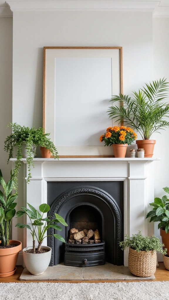 15 Fireplace Decor Ideas to Turn Your Living Room into a Cozy Haven (You'll Love #9!) - 5. Greenery and Natural Elements